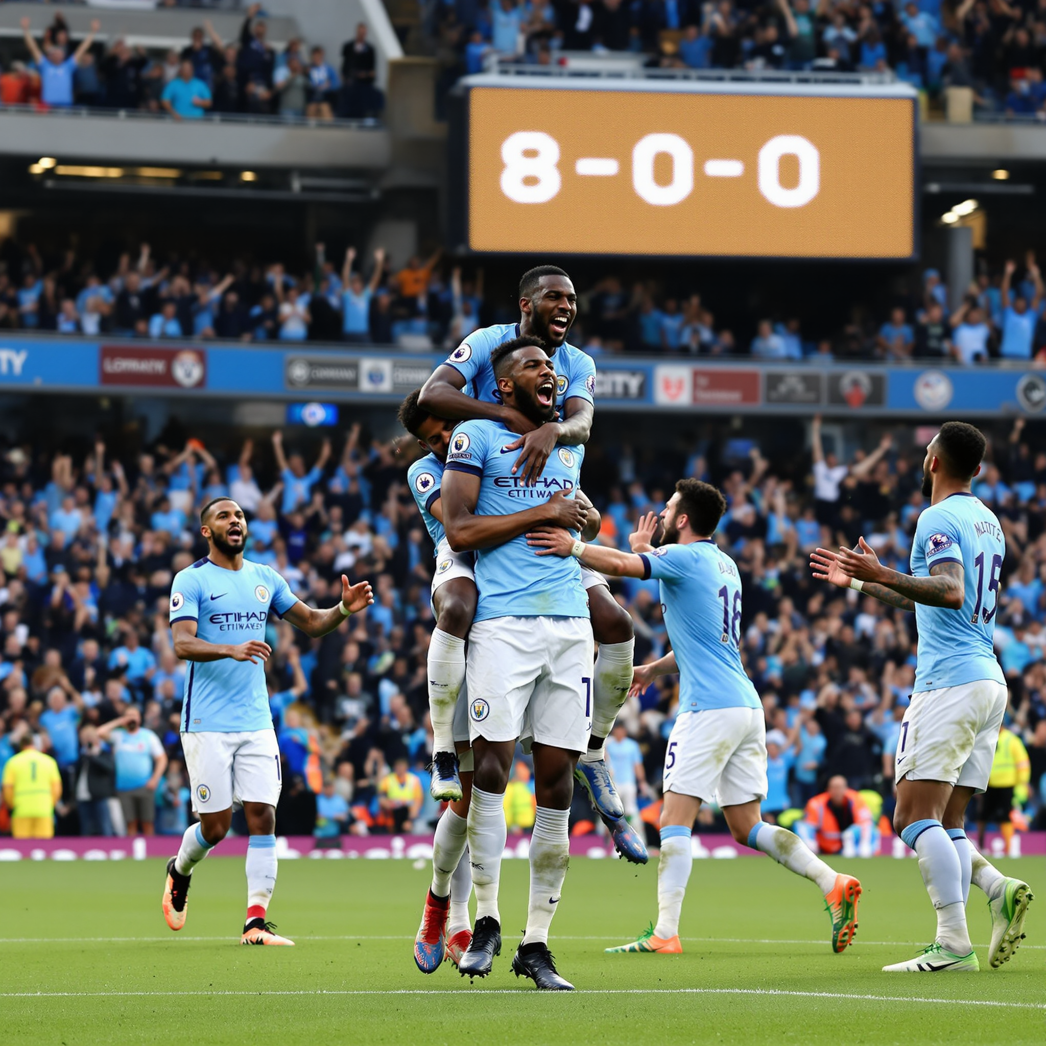 맨 시티 솔퍼드 시티에 8대0 완승 매카티 해트트릭 폭발