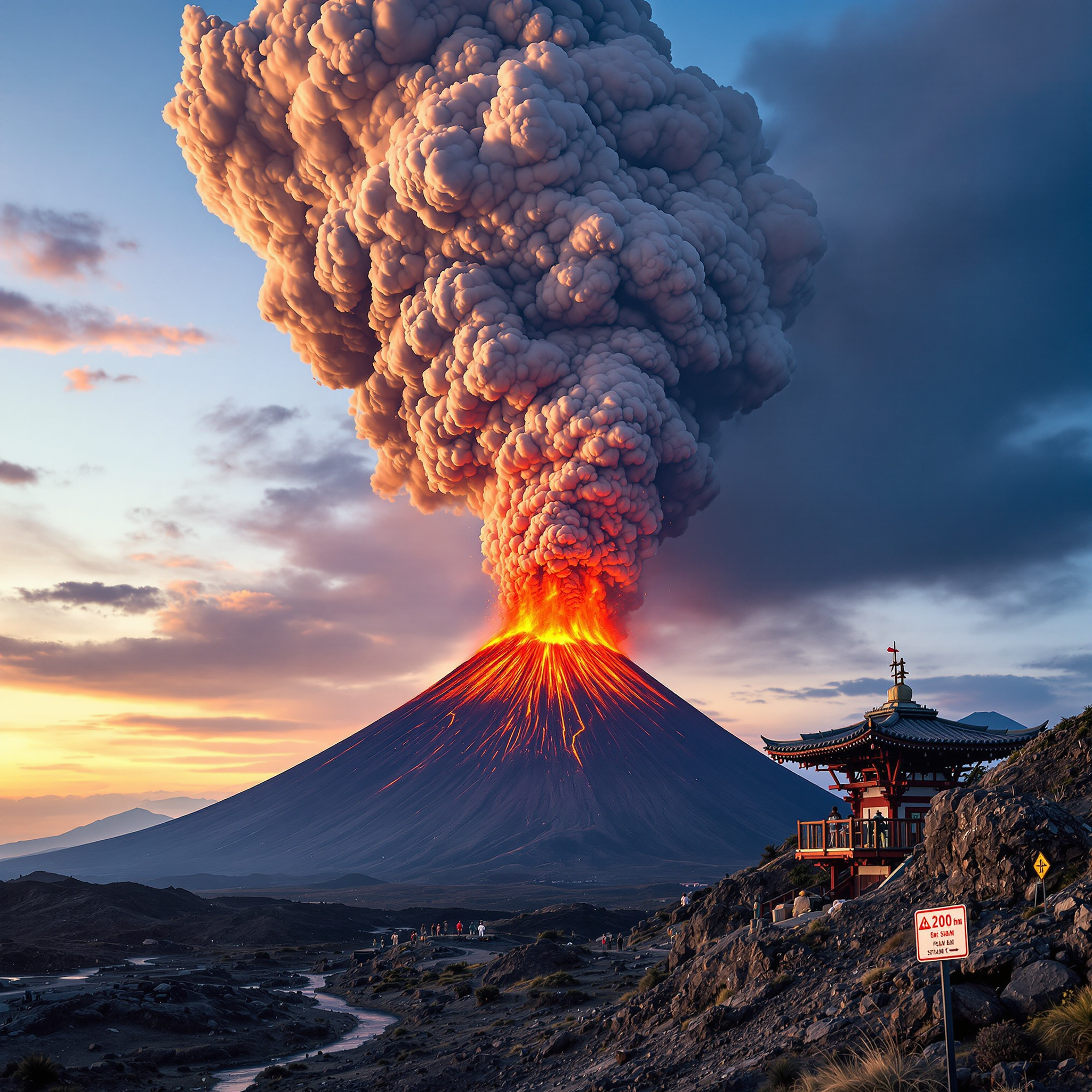 사쿠라지마 화산 2000미터 폭발 관광지 비상