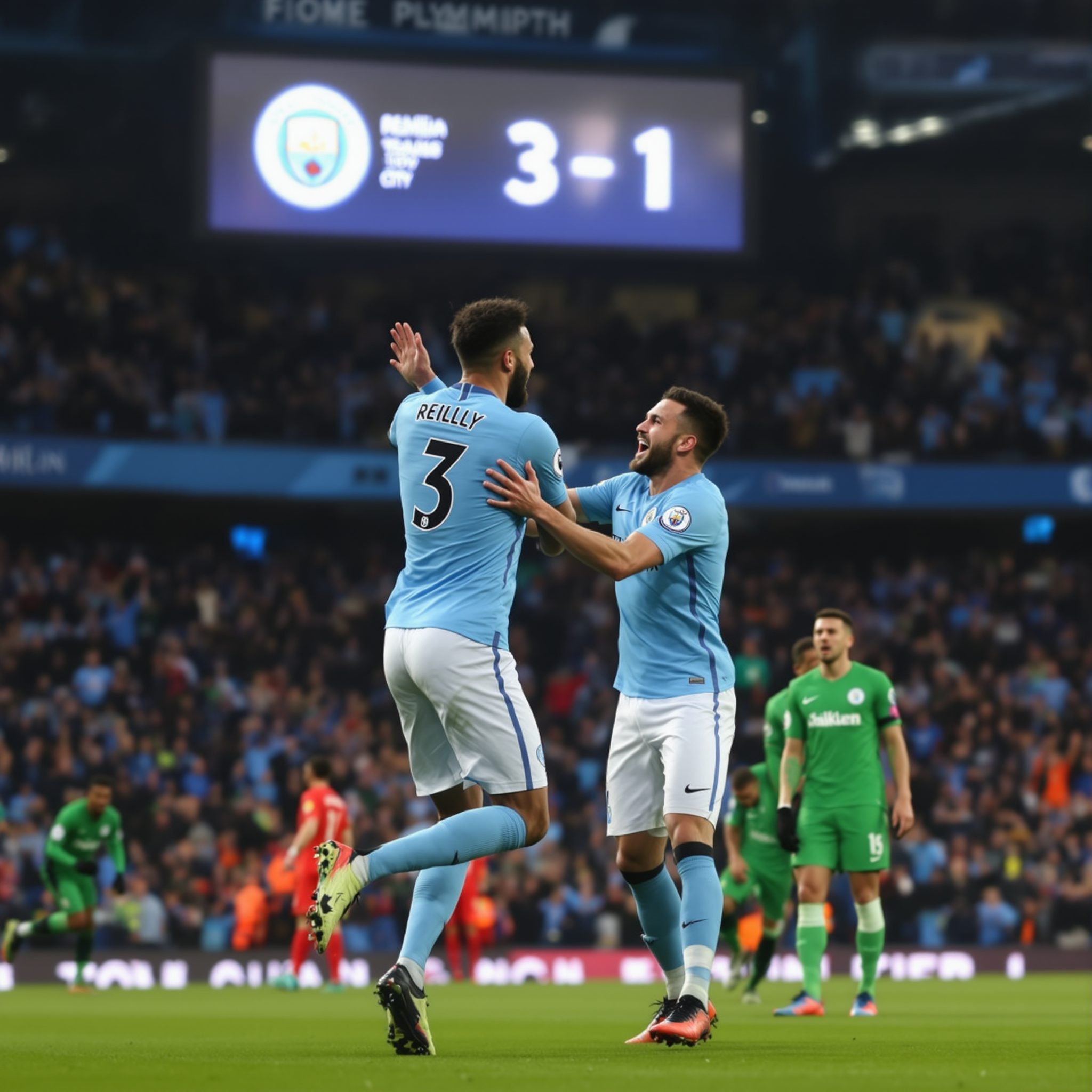 맨 시티 대 플리머스 31 완승 오라일리 2골 폭발