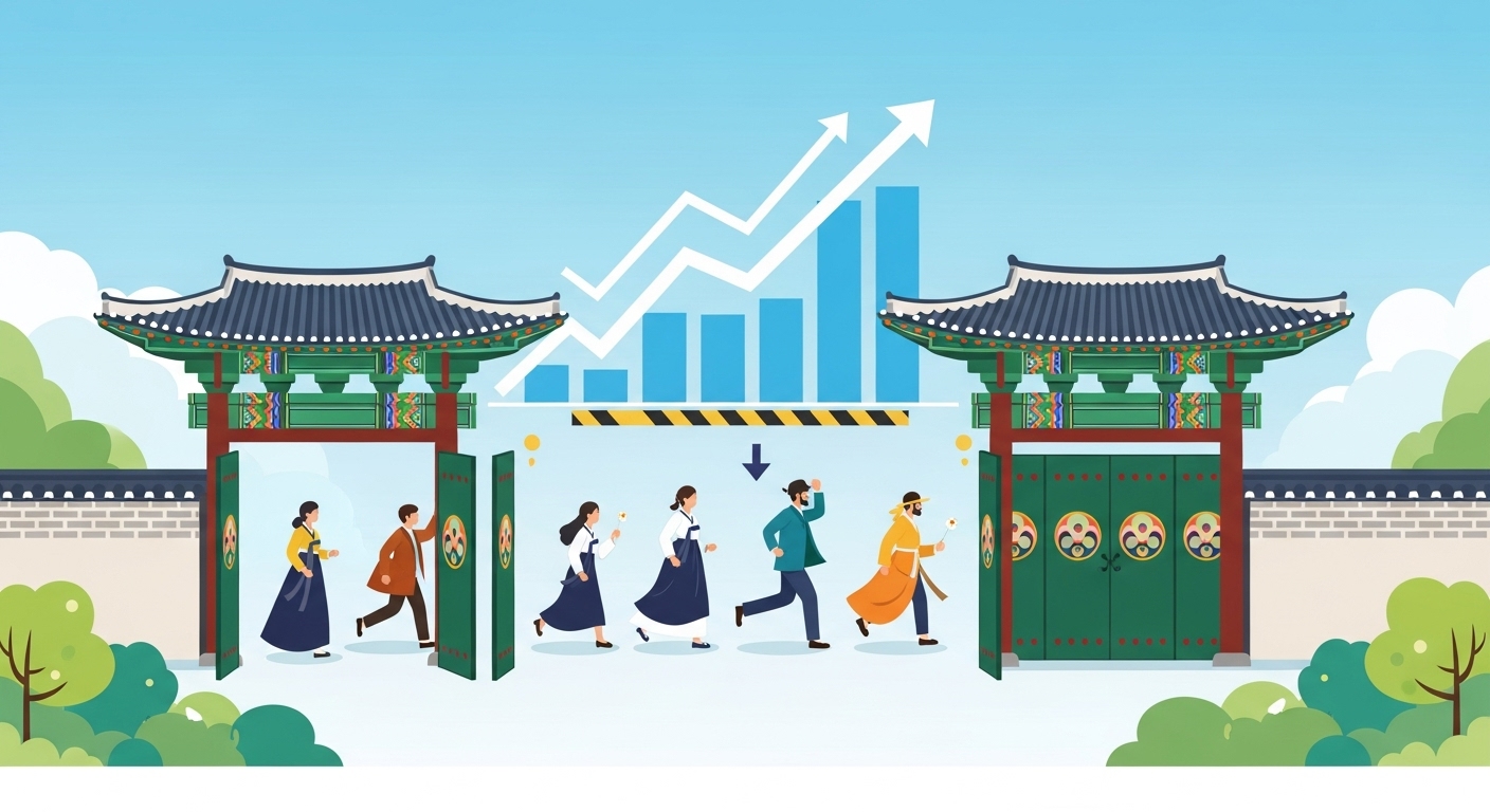 2025년 기초생활수급자 선정 기준 완화를 시각적으로 표현한 인포그래픽. 더 많은 사람이 혜택을 받을 수 있음을 나타낸다.