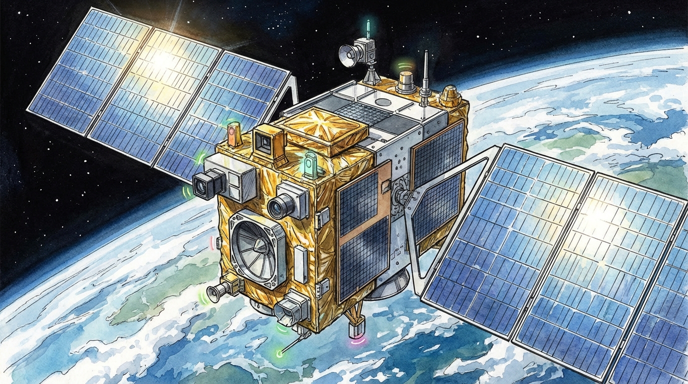 지구 궤도에서 임무를 수행 중인 차세대 중형위성 3호의 모습.