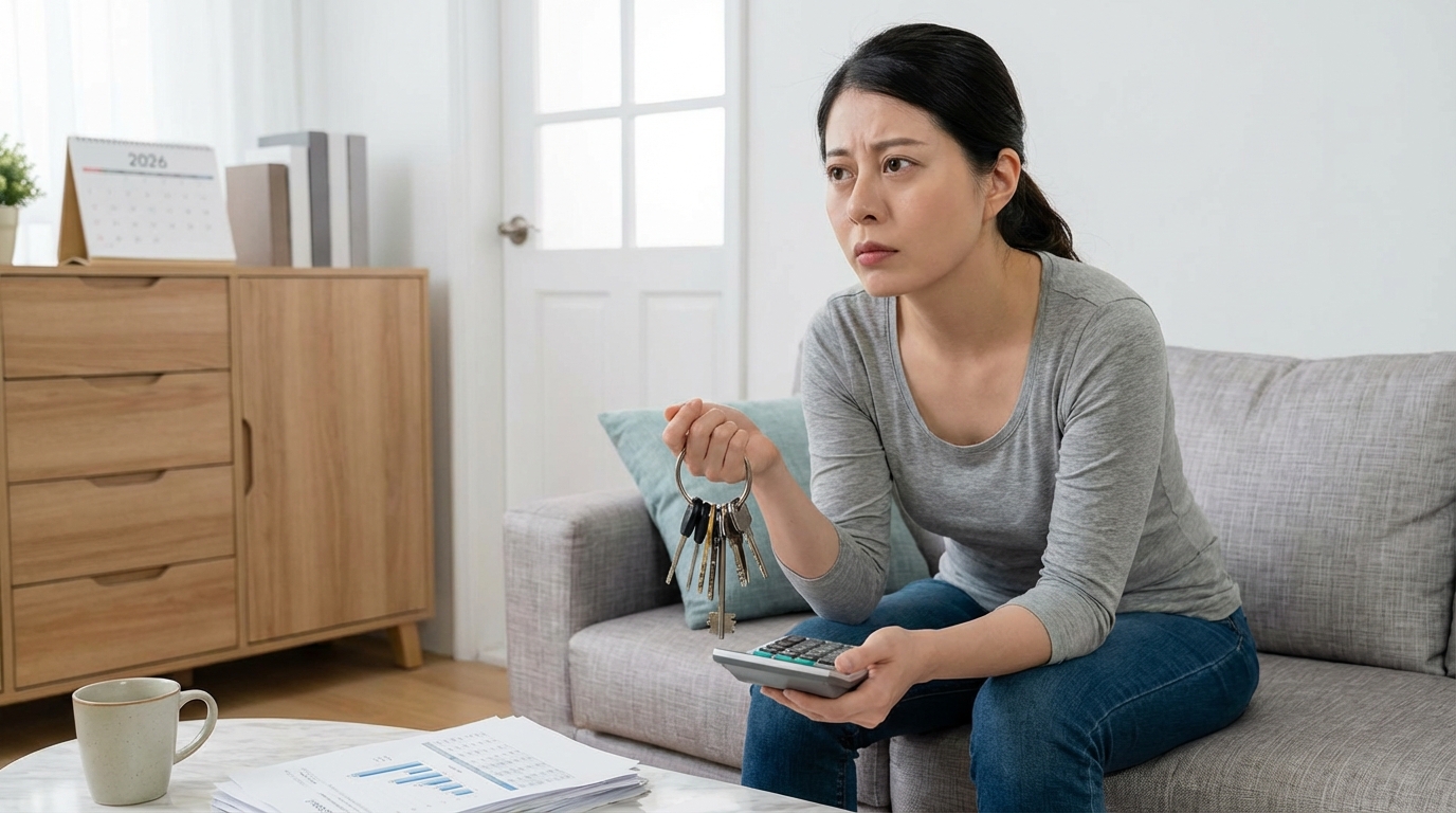여러 채의 집 열쇠를 들고 세금 계산을 고민하는 다주택자.
