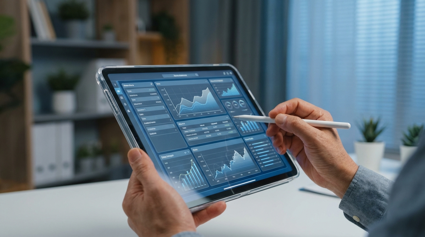 자금조달계획서 양식 개편을 상징하는, 세분화된 디지털 양식을 검토하는 손의 모습