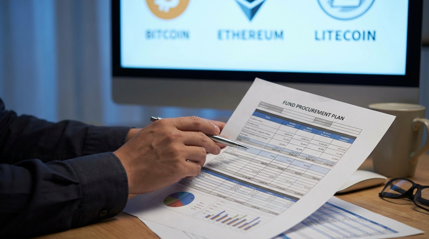 가상자산 항목이 추가된 자금조달계획서를 꼼꼼히 검토하는 모습