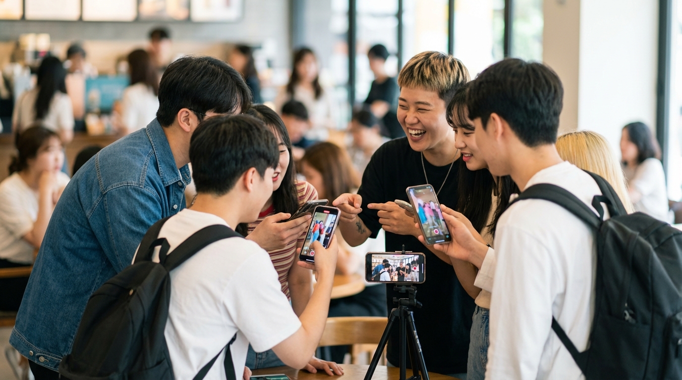 MZ세대가 숏폼 콘텐츠를 활발하게 시청하고 참여하며 즐기는 역동적인 모습