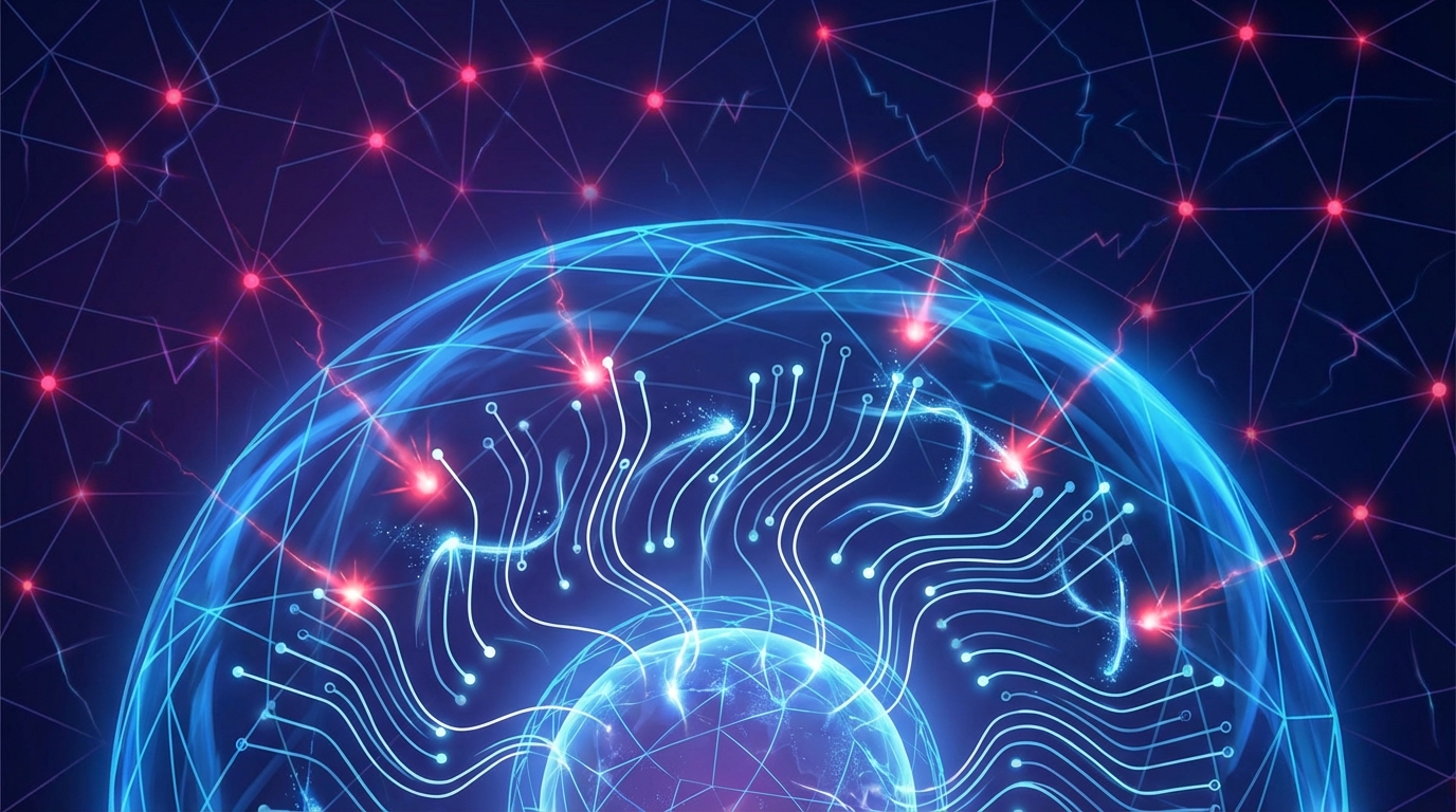 인공지능 기반의 선제적 사이버 보안 시스템이 잠재적 위협을 예측하고 방어하는 모습을 시각화한 이미지.