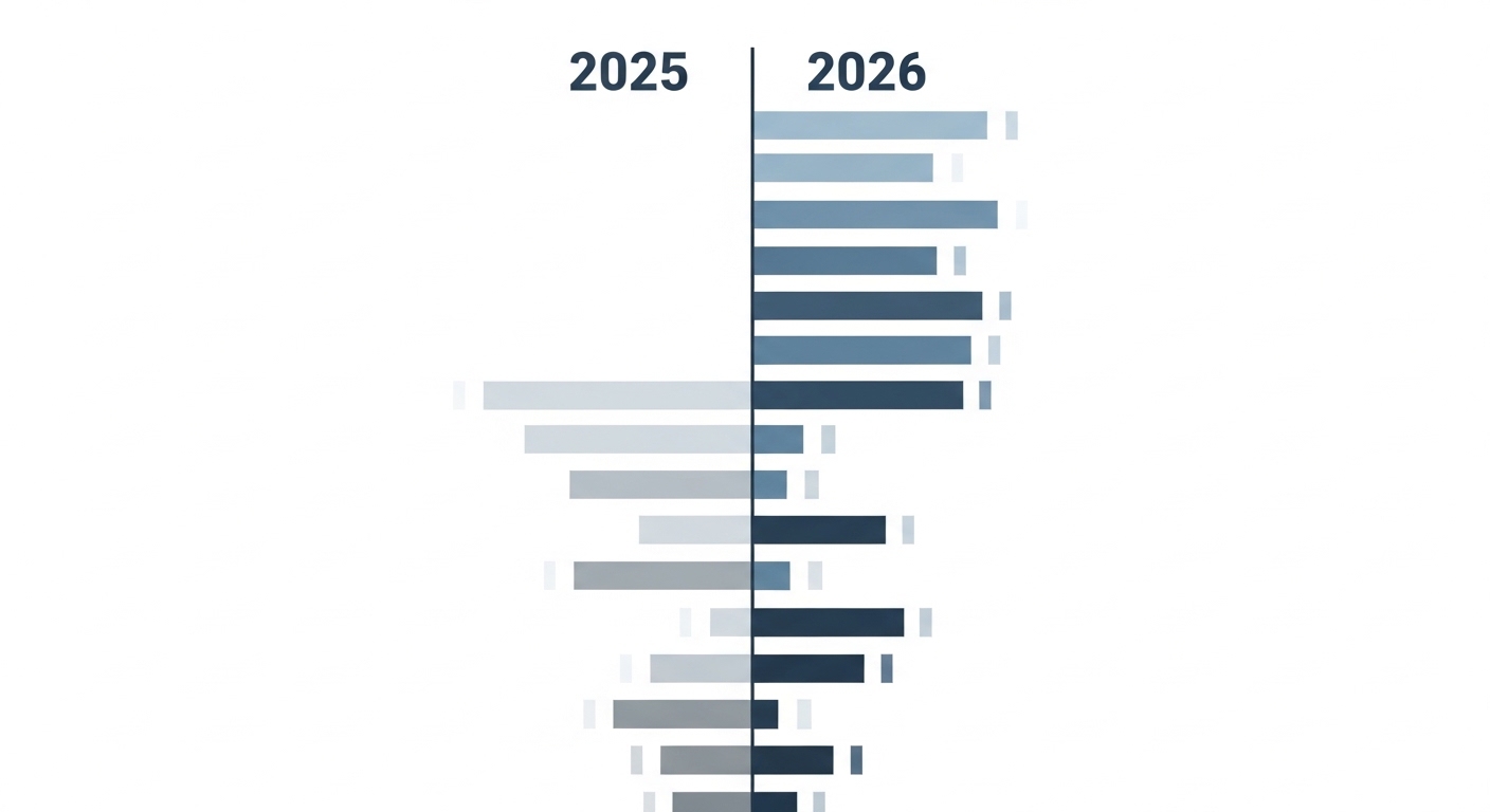 2025년과 2026년의 법인세율 변화를 시각적으로 보여주는 인포그래픽.