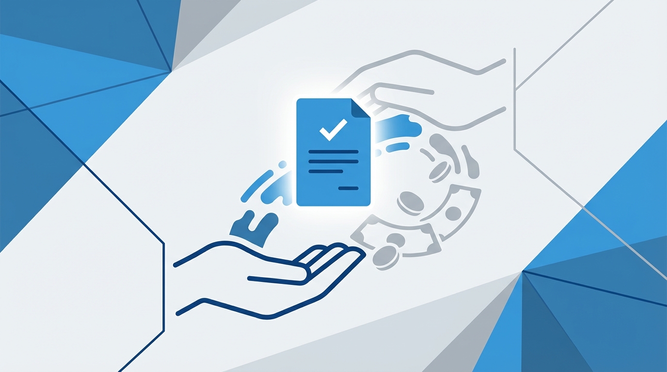 외상매출채권 담보대출(외담대)이 활성화되어 간편하게 자금을 융통하는 과정을 상징하는 이미지