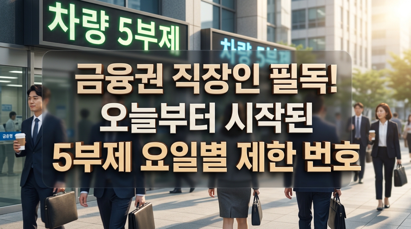 KB·NH 전격 동참! 2026년 금융권 차량 5부제 요일별 번호 완벽 정리