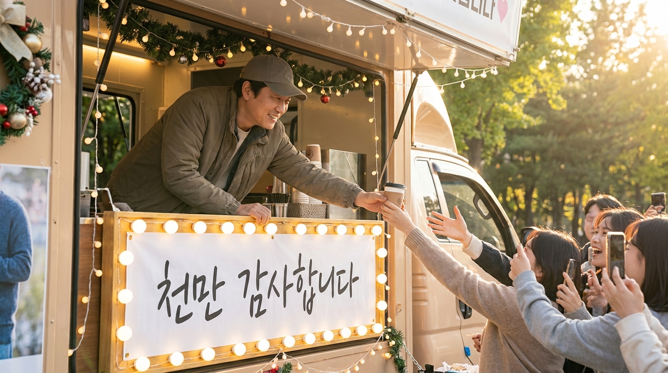 1200만 돌파! ‘왕과 사는 남자’ 장항준 감독 커피차 역조공 현장