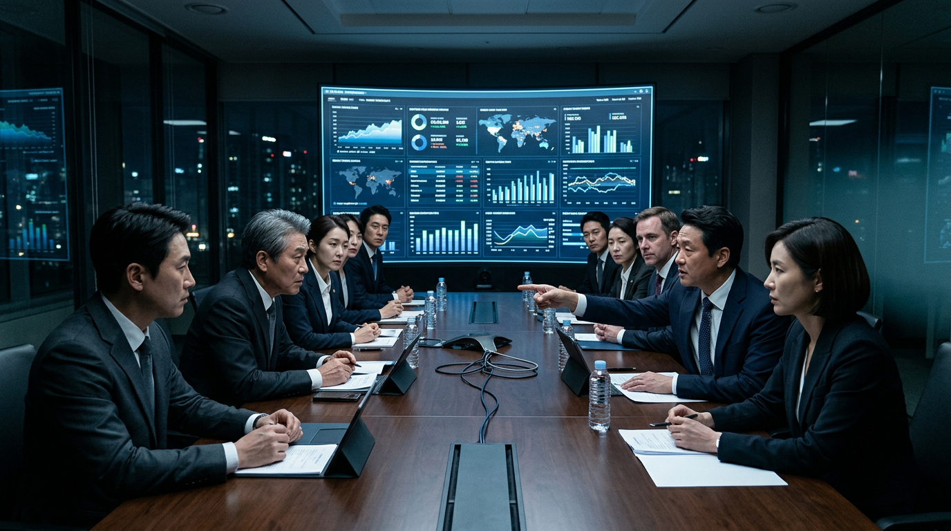 미국의 무역 301조 조사를 두고 긴장감 속에 협상을 준비하는 양국 무역 대표단의 모습