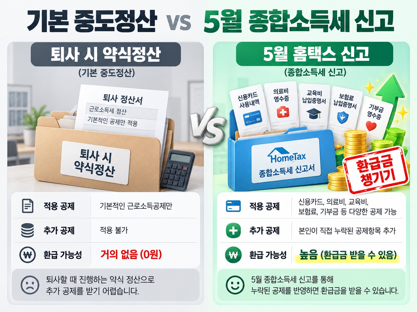 중도퇴사자 연말정산 안하면 세금 폭탄? 불이익과 5월 해결법